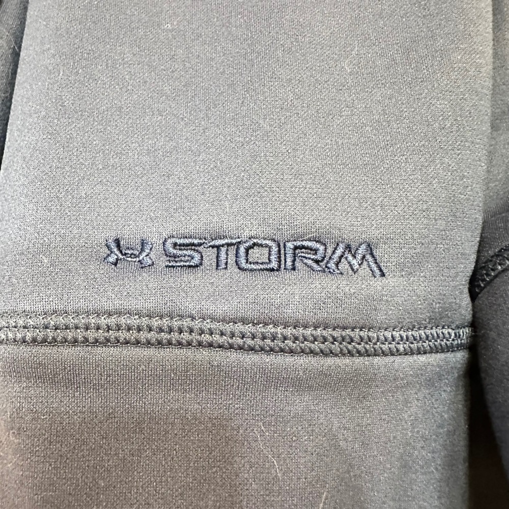 Under Armour Hoodie Men Navy Blue Storm Logo Pullover Loose Fit Athleisure XL - Picture 4 of 9